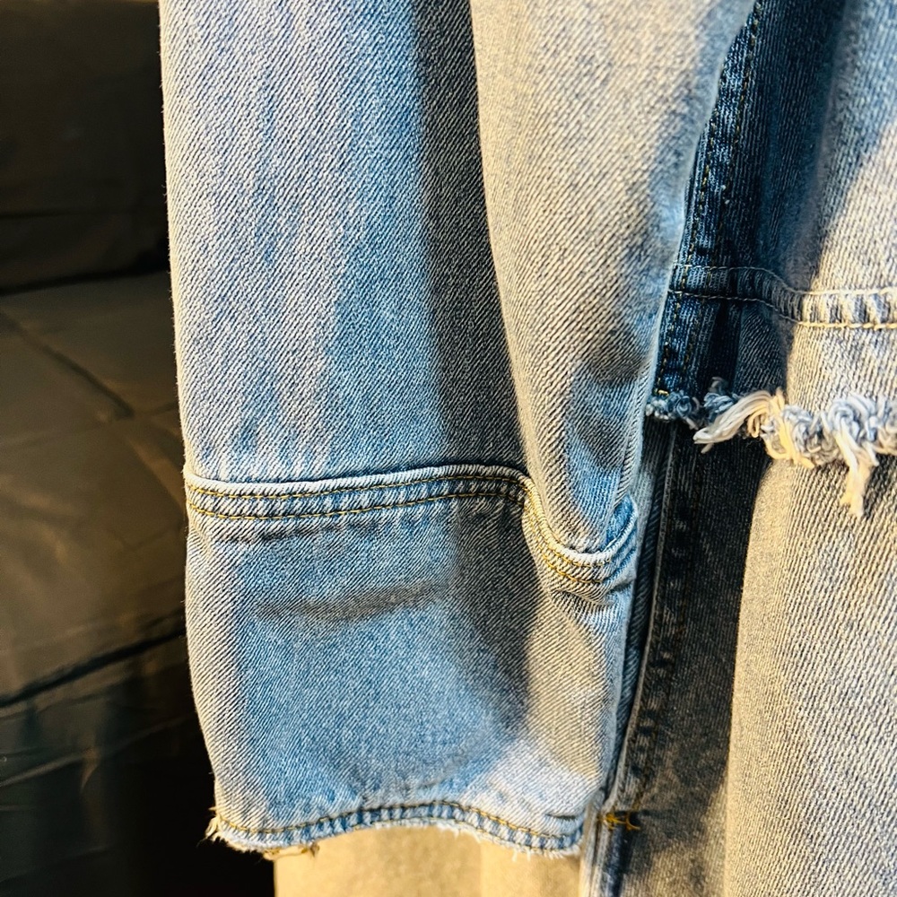 Vintage Free People Denim Frayed Hem Duster - Picture 6 of 9